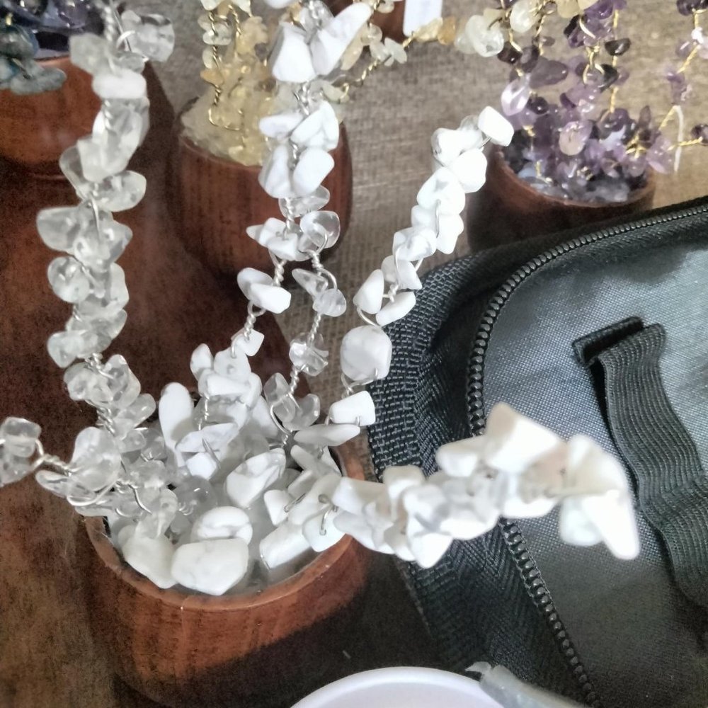 Howlite and Clear Quartz mix Crystal Healing Plant